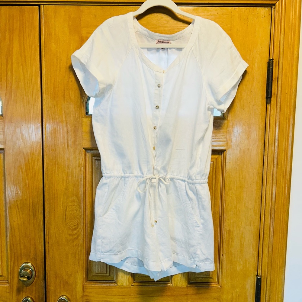 Juicy Couture White Button-Up Romper.